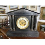 Victorian black slate Mantel Clock, 12½in wide x 10½in high (31.5cm x 27cm) .