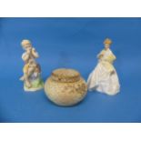 A Royal China Works Worcester 'Blush Ivory' Pot Pourri pot, with cover and lid, lid repaired,