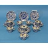 A quantity of Chinese blue and white Teacups and Saucers, decorated with fish, all of same