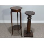 Two early 20th century Plant Stands, the tripod stand 13in (33cm) diam. x 36in (91.5cm) high, the