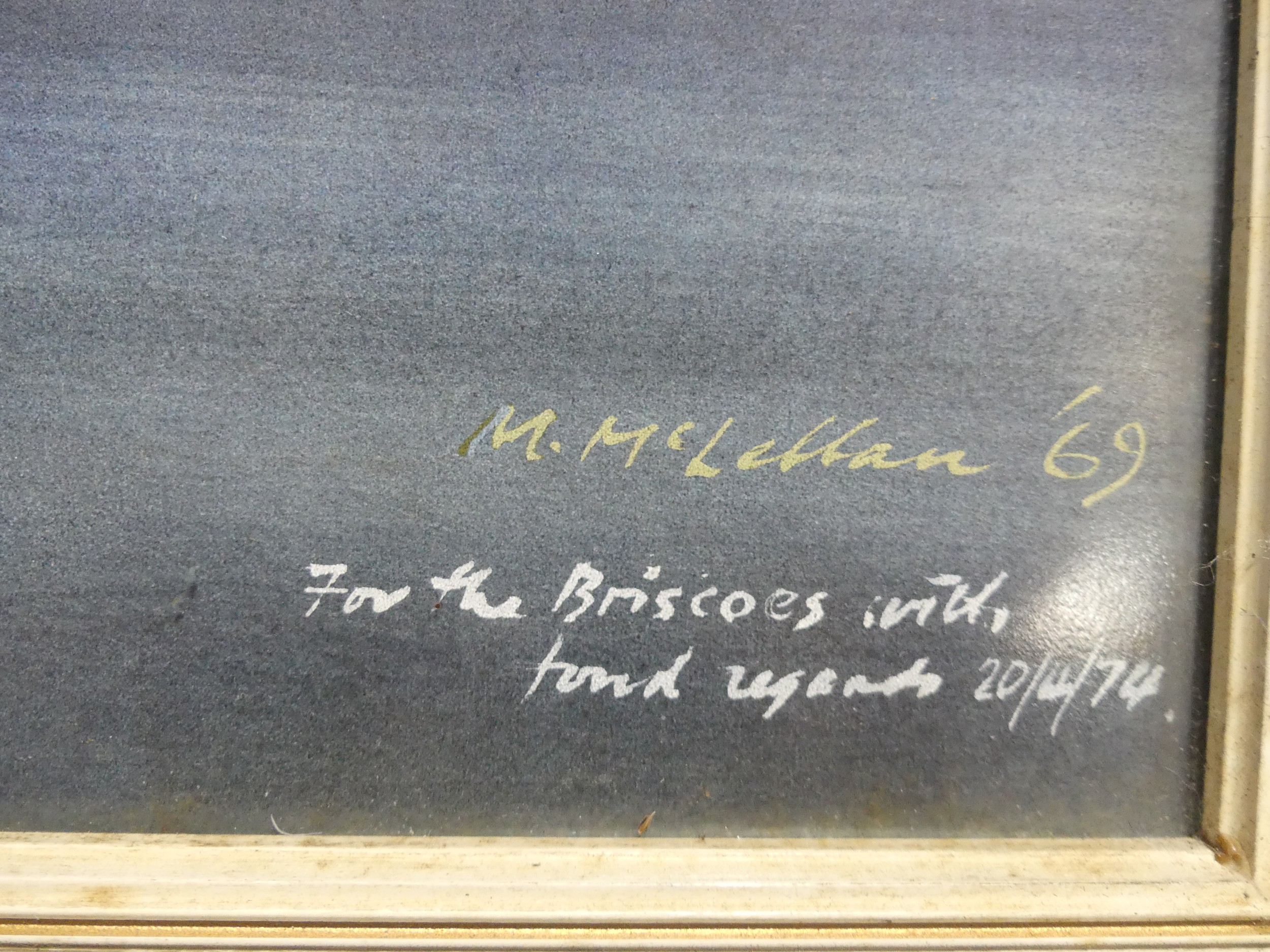 20th Century School, Seascape, Watercolour, signed M McLennan '69, with personal message, 21in ( - Image 3 of 6