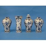 An antique Chinese-style Blue and White Vase and Cover, marked V&B, probably Villeroy and Boch, to