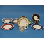 A Wedgwood 'Oberon' pattern Cabinet Cup and Saucer, together with, 'Etruscan Dance' Cabinet Cup