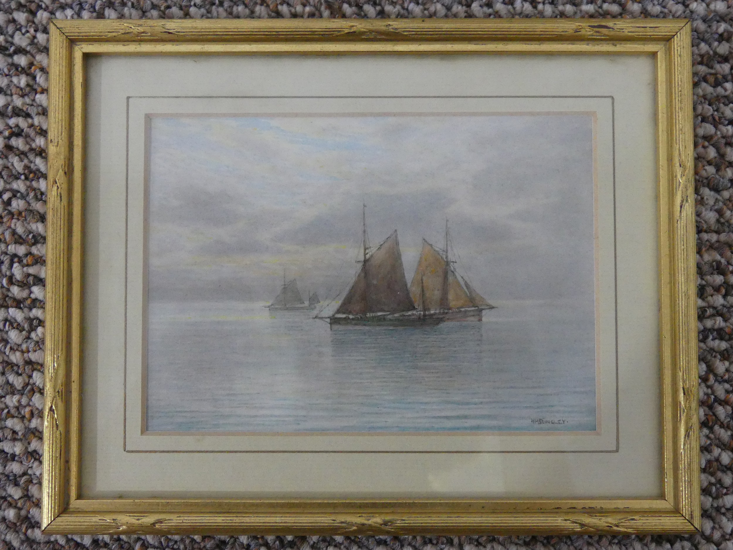 Herbert Harding Bingley (1841-1920), Watercolour of Boats on a calm Sea, signed bottom right, - Image 7 of 12