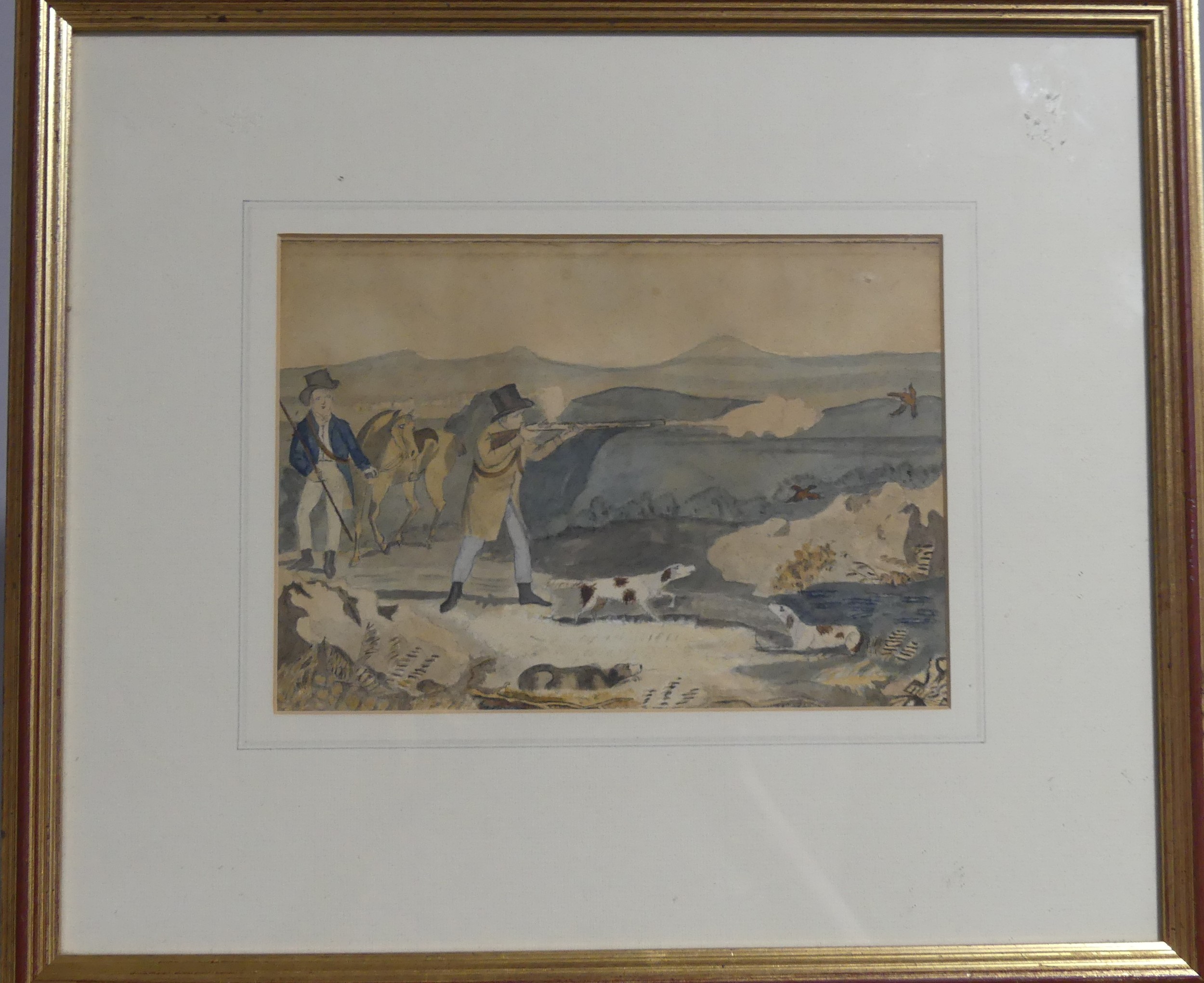 19th Century School, Sporting Scene, Watercolour, 6in (15cm) x 9in (22cm), framed and glazed,