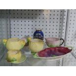 A large Carlton Ware dragon pattern Bowl, together with a Carlton Ware sucrier and Cream Jug, in