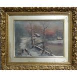 20th Century School, Winter Landscape, Oil on Canvas, signed E. F. P, 8in (19cm) x 11in (27cm),