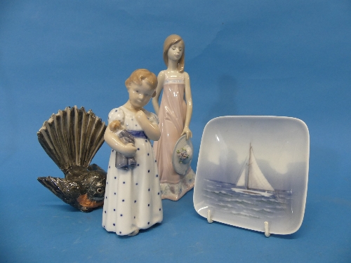 A Royal Copenhagen figure of a Child holding a Baby, with factory mark to base, together with a - Image 2 of 4