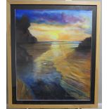 20th Century School, Pastel of a Sunset Scene, signed SH to bottom right, 33in (84cm) x 28in (71cm),