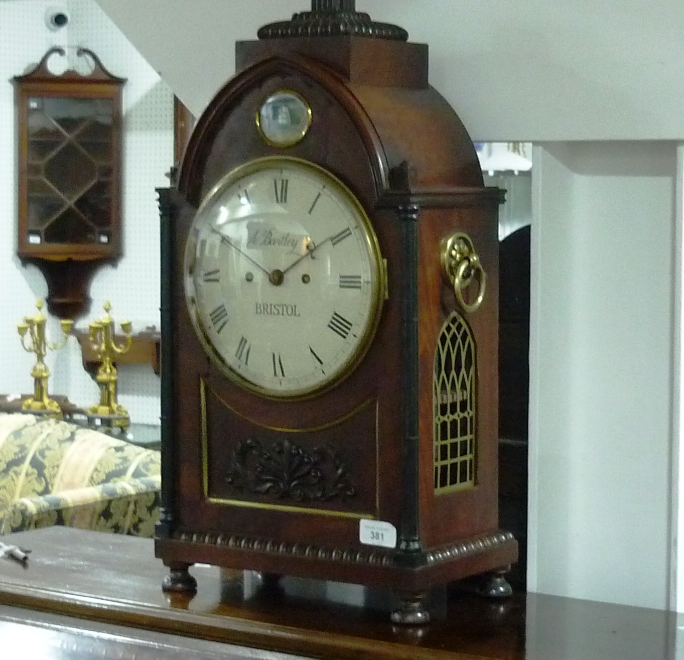 An early 19th century mahogany Bracket Clock, signed A. Bartley, Bristol, of arched form, the