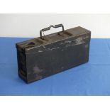 A WWII German MG42 Ammunition Box, with eagle stamp, together with a WWII German Water Bottle and