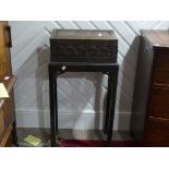 An antique oak small Bible/Deed Box on Stand, with incised decoration, raised on square legs,