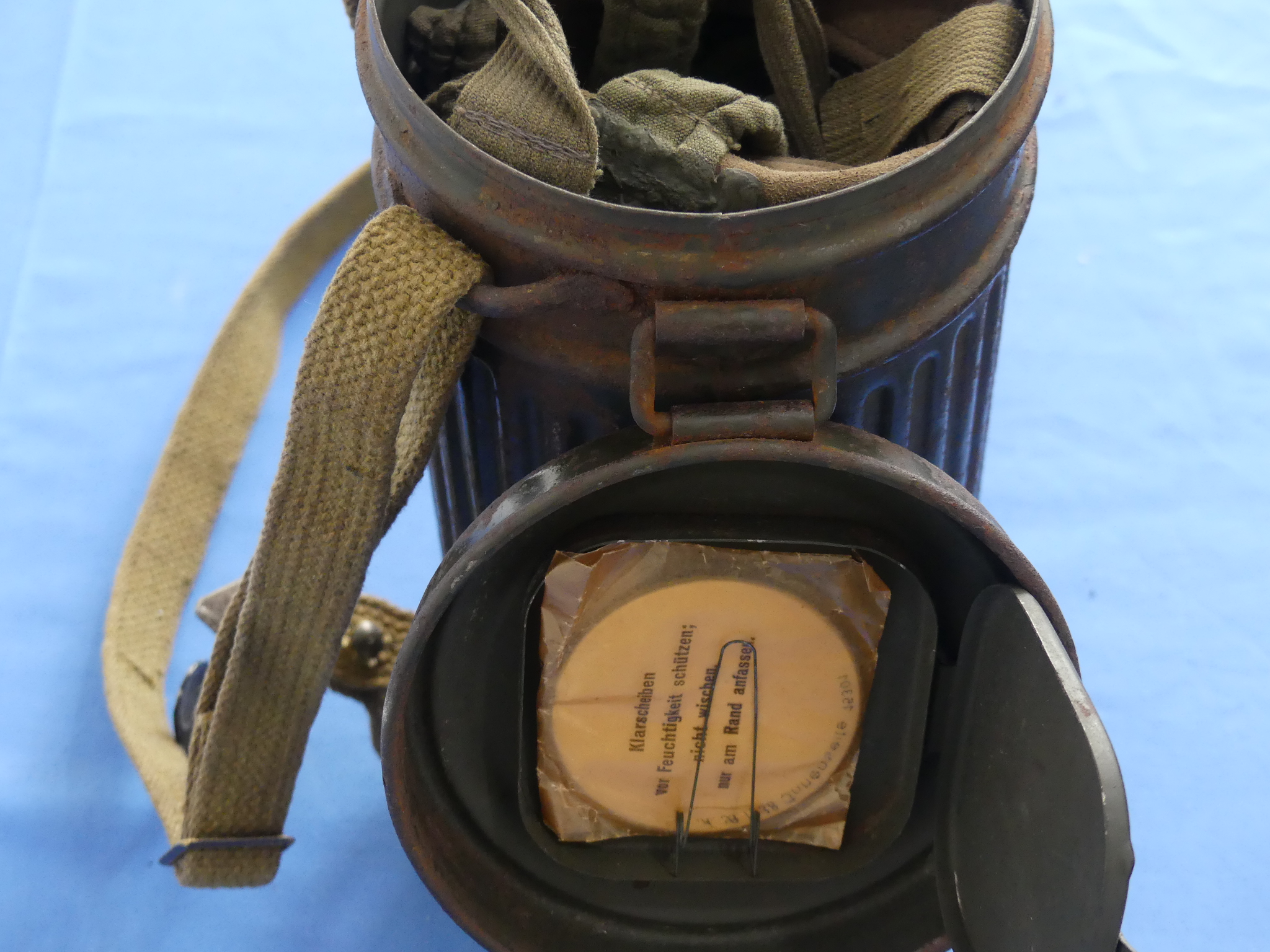 A WWII German MG42 Ammunition Box, with eagle stamp, together with a WWII German Water Bottle and - Bild 6 aus 6