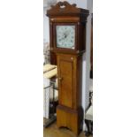 An antique oak Longcase Clock, signed Jn Tibbott, Newtown, the 30-hour movement striking on a