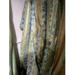 A pair of good quality Curtains, in glazed cotton designer fabric, lined and interlined, each