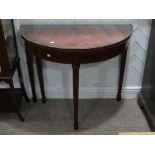 A George III inlaid mahogany demi-lune Tea Table, 36in wide (diameter) x 30in high (91.5cm x 76cm)