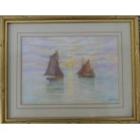 Herbert Harding Bingley (1841-1920), Watercolour of Boats on a calm Sea, signed bottom right,
