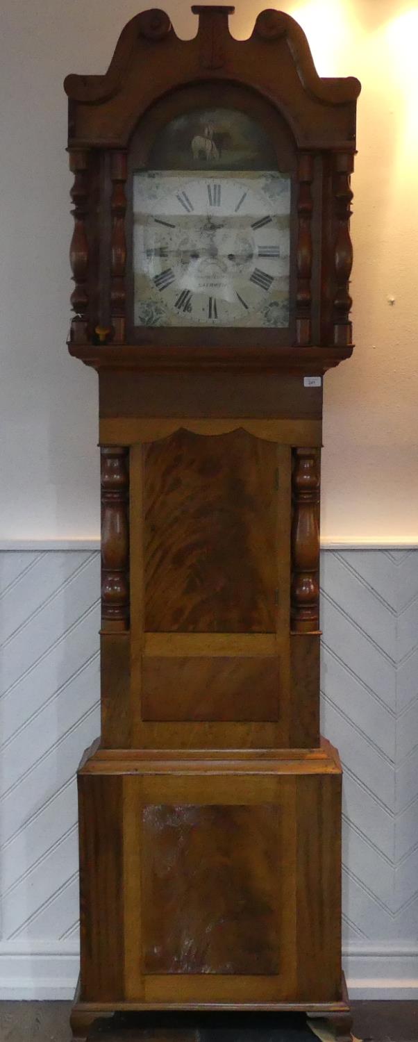 A 19th century mahogany and oak 8-day Longcase Clock, by Owen Roberts, Gaerwen, the 14in (35.5cm)