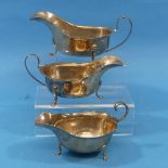 A George VI silver Sauce Boat, by Viner's Ltd., hallmarked Sheffield, 1937, of traditional form with