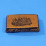 A Mauchlineware Snuff Box, depicting Boar hunting, lined interior, 3in (8cm) x 2in (5cm)