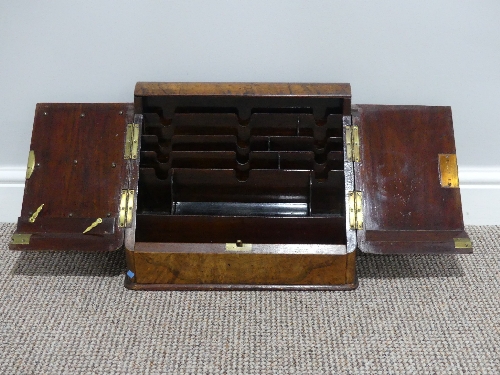 An early 20th burr walnut Stationery Box, with fitted interior, 14in (35cm) wide x 9in (22cm) deep x