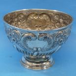 An Edwardian silver Rose Bowl, hallmarked London, 1903, of circular form with demi-fluted and