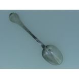 A William III West Country silver lace back Trefid Spoon, by John Murch, Plymouth, makers mark