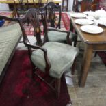 A set of six Edwardian mahogany Dining Chairs, including two carvers (4+2), each with central inlaid