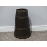 A cone-shaped wooden copper-bound Stick Stand, of barrel form, 19½in (49cm) high