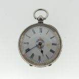 A pretty early 20th century French silver Pocket Watch, marked "935", with foliate engraved case,
