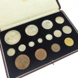 A George VI 1937 Specimen Coins set, comprising 15 coins, crown to farthing and Maundy set, within