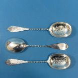 A set of three late 19thC silver Table Spoons, with Russian import marks (used 1882 - 1898), with