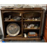 An Old Charm style oak Open Bookcase, with incised decoration above open shelving, 48in (122cm) wide