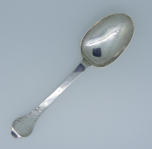 A William and Mary West Country silver lace back Trefid Spoon, by John Murch, Plymouth, makers