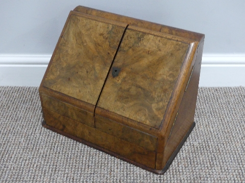 An early 20th burr walnut Stationery Box, with fitted interior, 14in (35cm) wide x 9in (22cm) deep x - Image 4 of 4