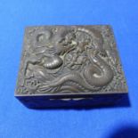 An antique Chinese bronze Box, wood lined, with mark to base, together with a decorative box, a