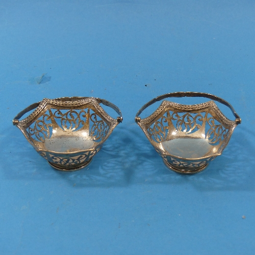 A pair of George V silver swing handled Bon Bon Dishes, by Charles Edwards, hallmarked London, 1915, - Image 2 of 4