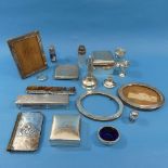 A quantity of damaged / scrap Silver, including two cigarette boxes, three easel frames, two small