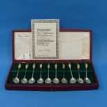 A cased Set of  Elizabeth II silver gilt 'Queen's Beast' Spoons, by by Richard Comyns, hallmarked