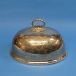 Three silver plated Meat Domes, the largest 18¾ in (45.5cm) long (3)