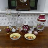 An Aynsley 'Orchard Gold' pattern Pin Dish, together with another, also with seven Trinket Boxes,a