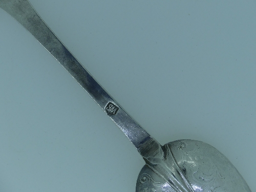 A William III West Country silver lace back Trefid Spoon, by John Murch, Plymouth, makers mark - Image 2 of 6