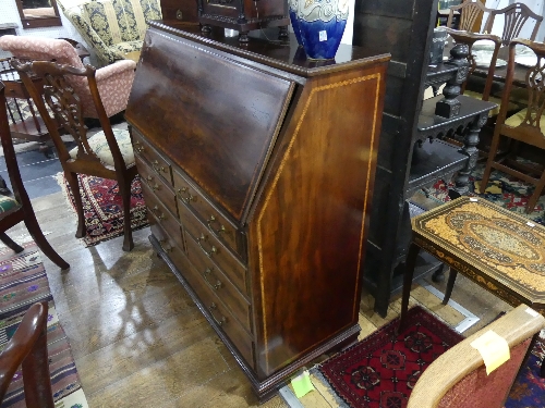 An Edwardian mahogany and inlaid Bureau by Thomas Turner of Manchester, the fall front with - Image 6 of 6