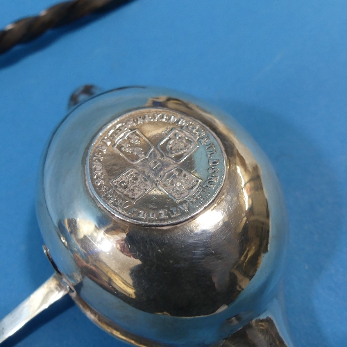 A George II silver Toddy Ladle, with twisted whalebone handle, the centre inset with a sixpence, - Image 5 of 7