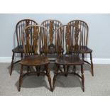 A set of six reproduction wheelback Dining Chairs, (5+1) all raised on turned legs and crinoline