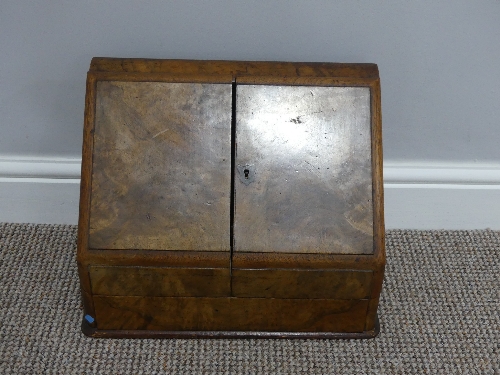 An early 20th burr walnut Stationery Box, with fitted interior, 14in (35cm) wide x 9in (22cm) deep x - Image 3 of 4