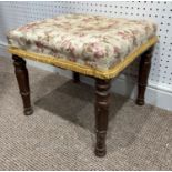 An antique rosewood framed Dressing Table Stool, with stuff over upholstery, 17in (43cm) wide x 17in