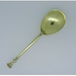 An Elizabeth I West Country silver gilt seal top Spoon, by Christopher Easton (Eston), Exeter,