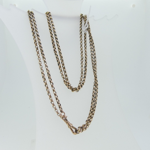 A 9ct rose gold circular link 'Watch Chain' Necklace, the double row chain with watch chain clip
