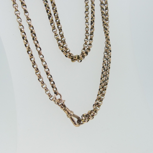 A 9ct rose gold circular link 'Watch Chain' Necklace, the double row chain with watch chain clip - Image 2 of 2